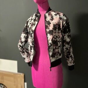 Floral Women's Jacket - Black and Pink